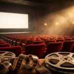 Vintage cinema with red seats and film reels — the film career of actress Afton Smith