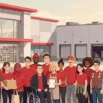 Target Corporation team members working in a store and distribution warehouse