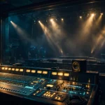 Concert stage and recording studio silhouette