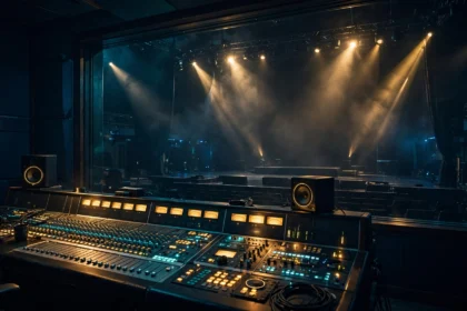 Concert stage and recording studio silhouette